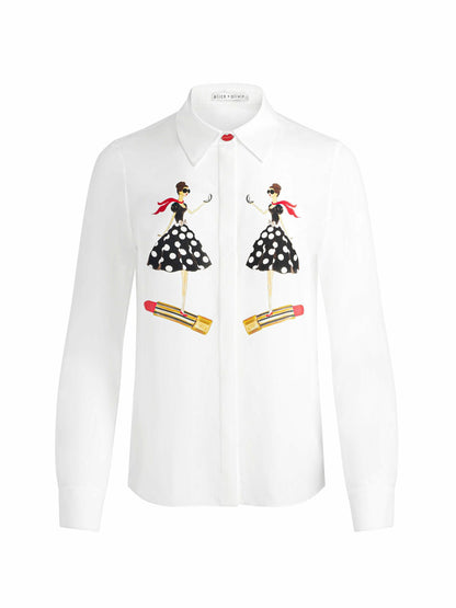 Willa Silk Blouse In I Am Woman Off White - Alice + Olivia Women