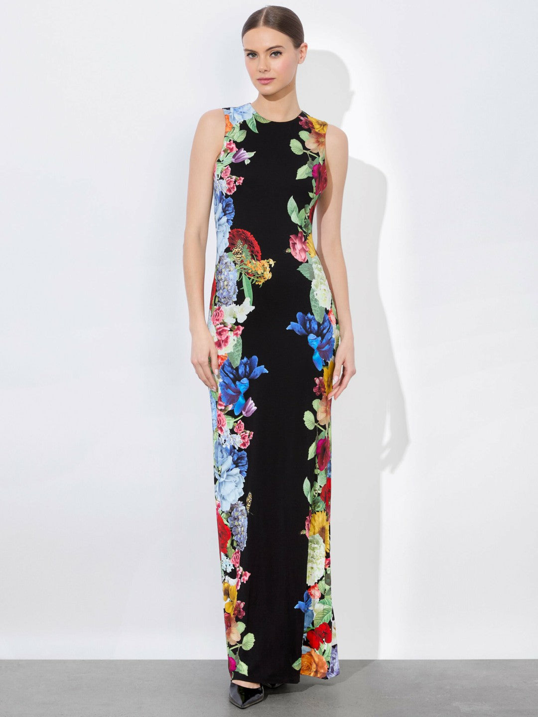 Delora Open Back Maxi Dress In Garden Brunch Black - Alice + Olivia Women