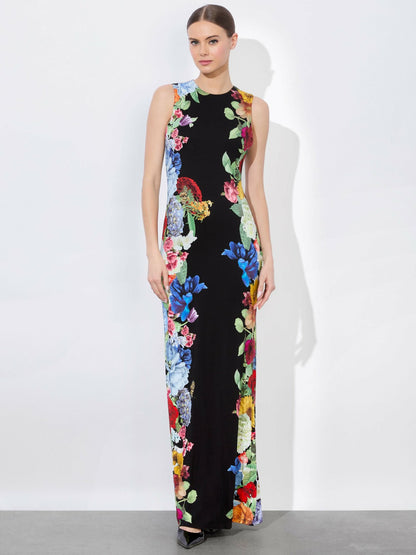 Delora Open Back Maxi Dress In Garden Brunch Black - Alice + Olivia Women