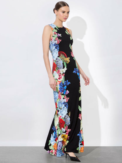Delora Open Back Maxi Dress In Garden Brunch Black - Alice + Olivia Women
