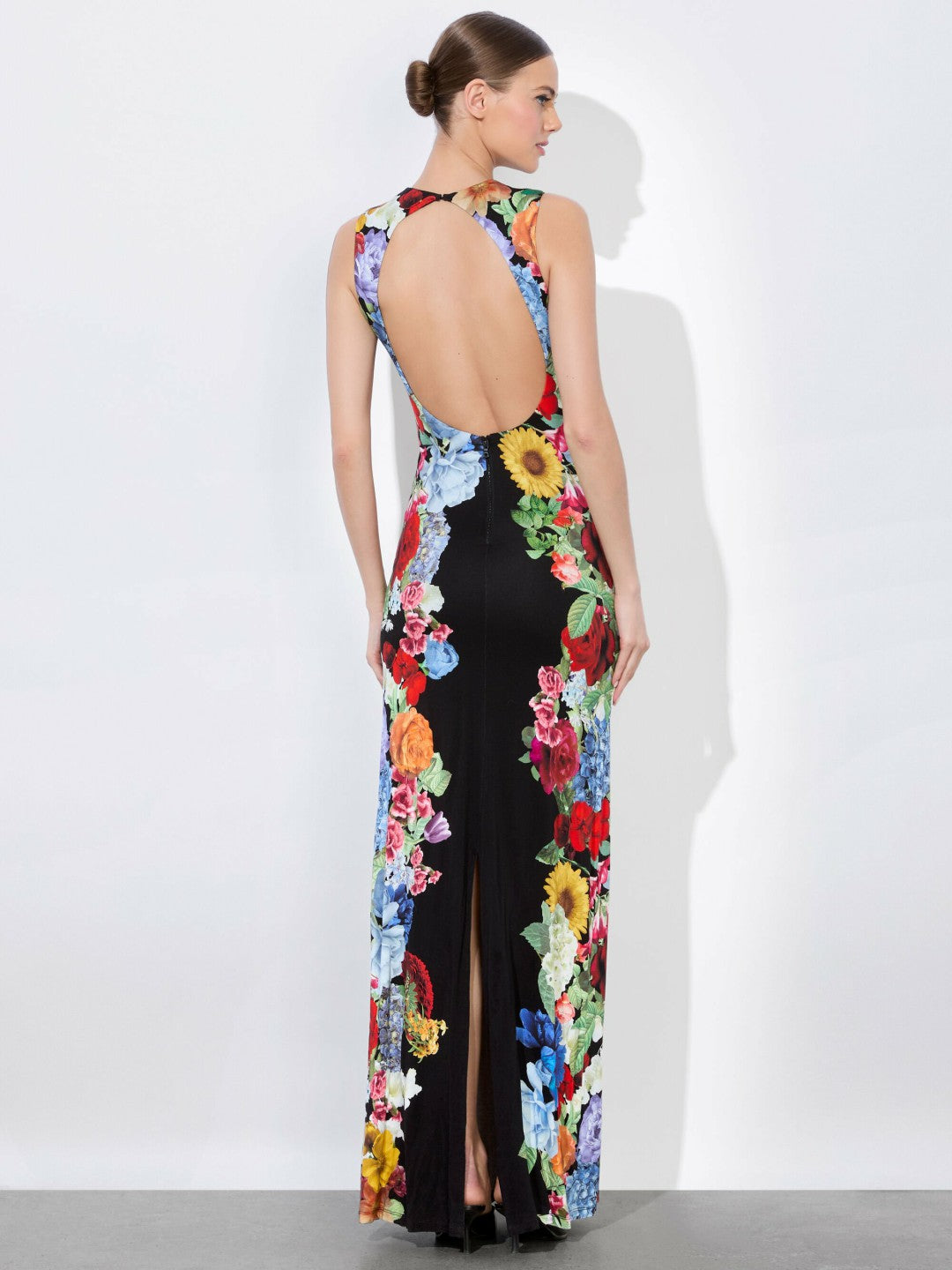 Delora Open Back Maxi Dress In Garden Brunch Black - Alice + Olivia Women