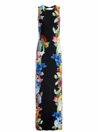Delora Open Back Maxi Dress In Garden Brunch Black - Alice + Olivia Women