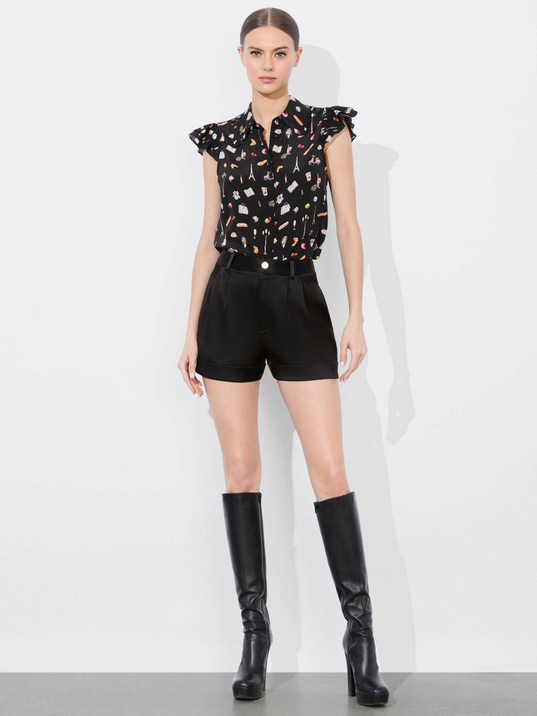 Martel Silk Blouse In Black Multi - Alice + Olivia Women