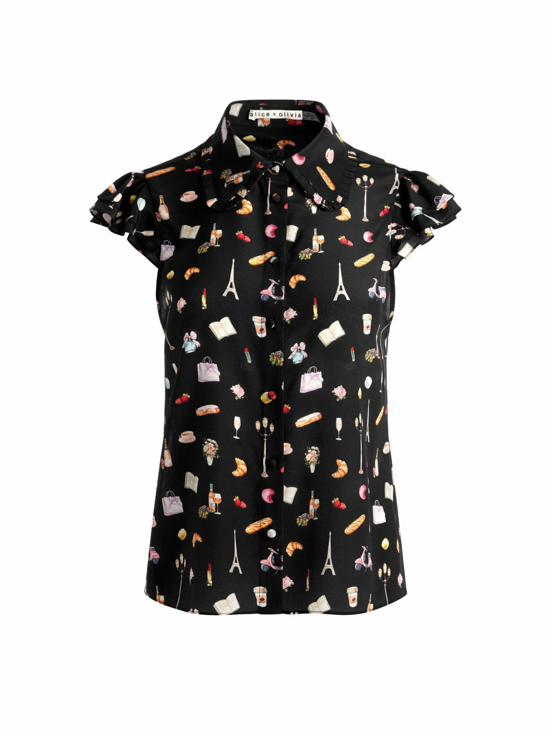 Martel Silk Blouse In Black Multi - Alice + Olivia Women