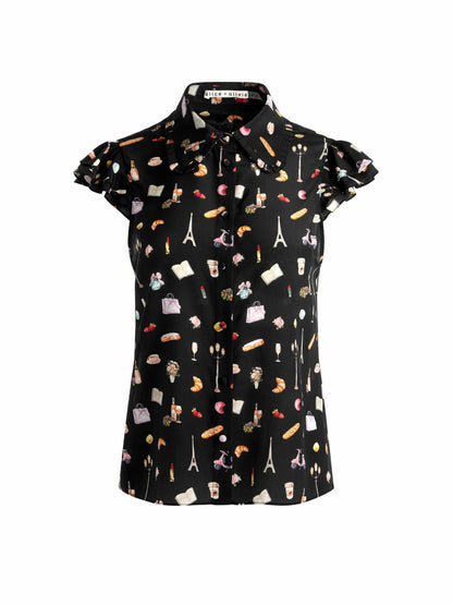 Martel Silk Blouse In Black Multi - Alice + Olivia Women