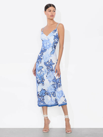 Kiro Slip Dress In Scroll Symphony - Alice + Olivia Women