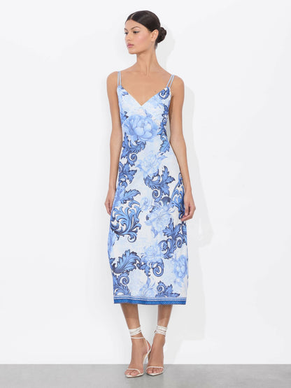 Kiro Slip Dress In Scroll Symphony - Alice + Olivia Women