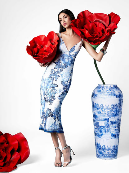 Kiro Slip Dress In Scroll Symphony - Alice + Olivia Women