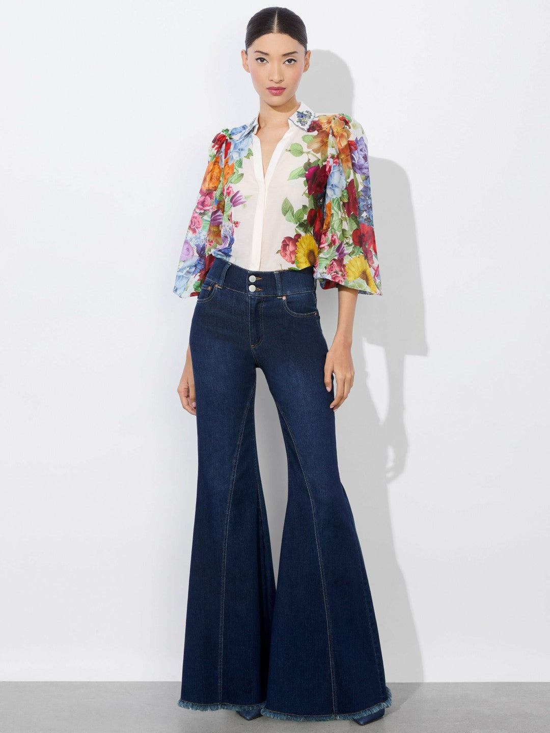 Roanne Button Down In Garden Brunch Off White - Alice + Olivia Women