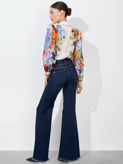 Roanne Button Down In Garden Brunch Off White - Alice + Olivia Women
