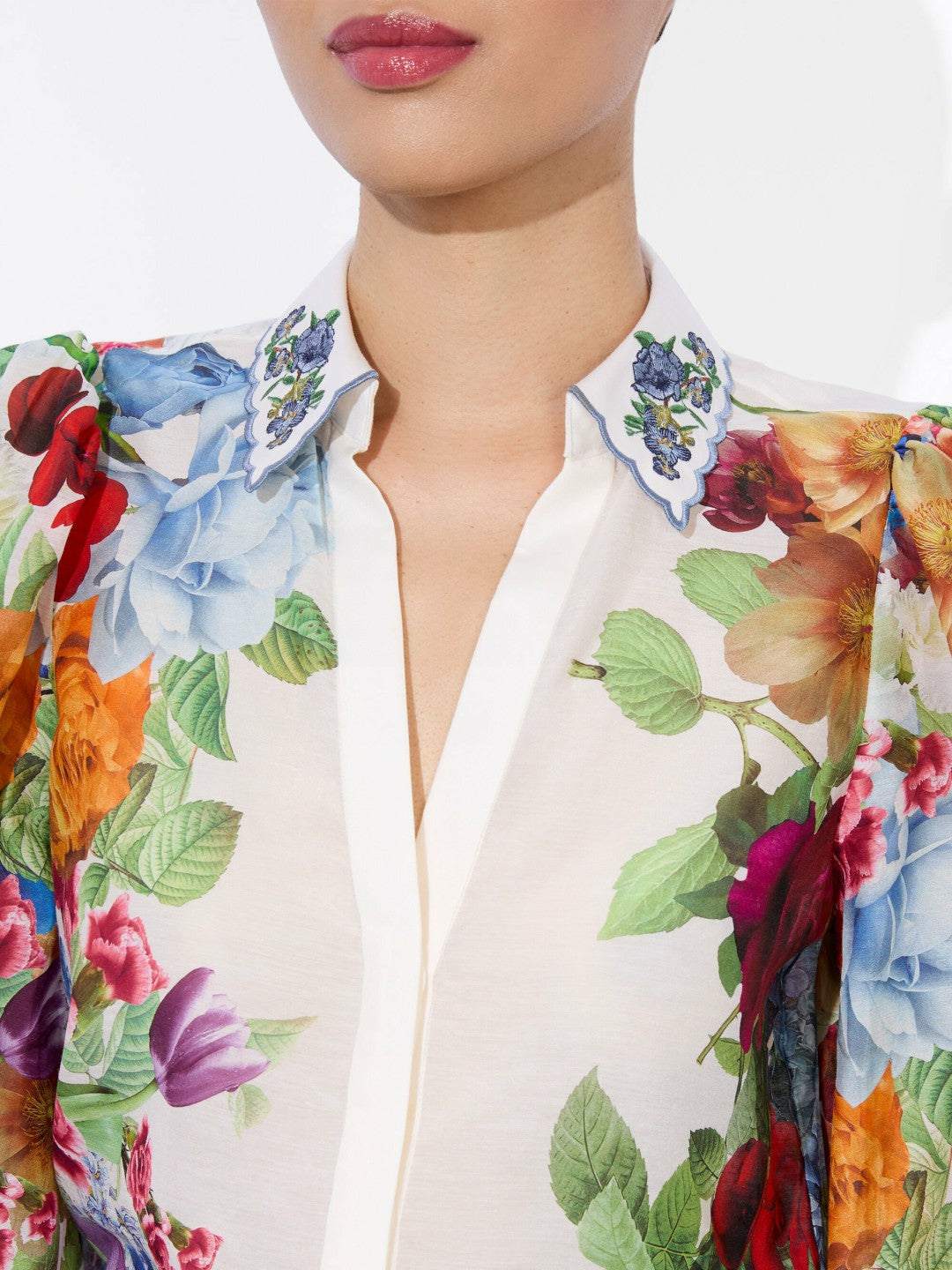 Roanne Button Down In Garden Brunch Off White - Alice + Olivia Women