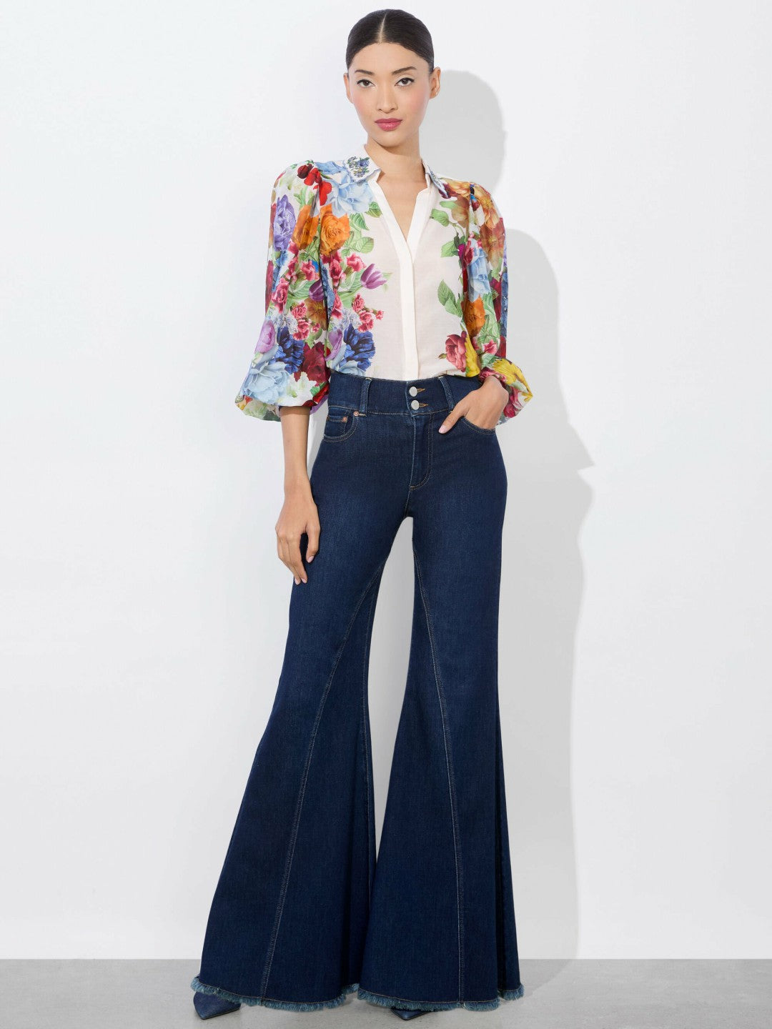 Roanne Button Down In Garden Brunch Off White - Alice + Olivia Women
