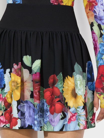 Ella Mini Skirt In Garden Brunch Black - Alice + Olivia Women