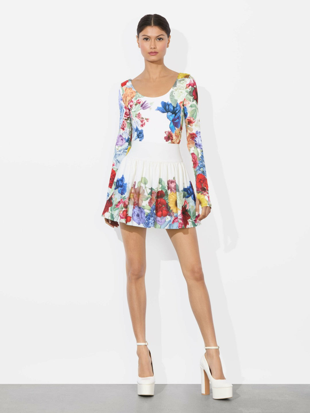 Ella Mini Skirt In Garden Brunch Off White - Alice + Olivia Women