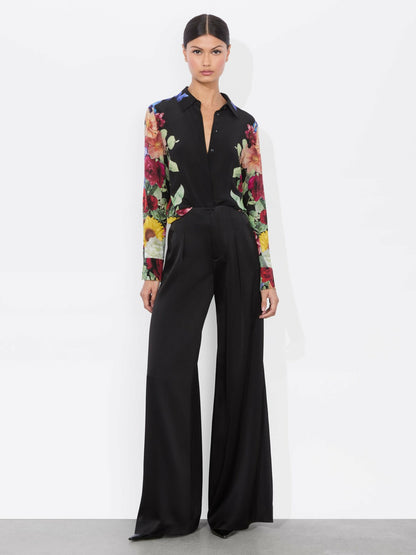 Brady Silk Blouse In Garden Brunch Black - Alice + Olivia Women