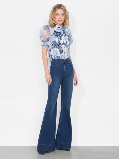 Brentley Blouse In Scroll Symphony - Alice + Olivia Women