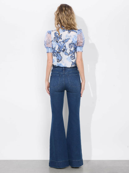 Brentley Blouse In Scroll Symphony - Alice + Olivia Women