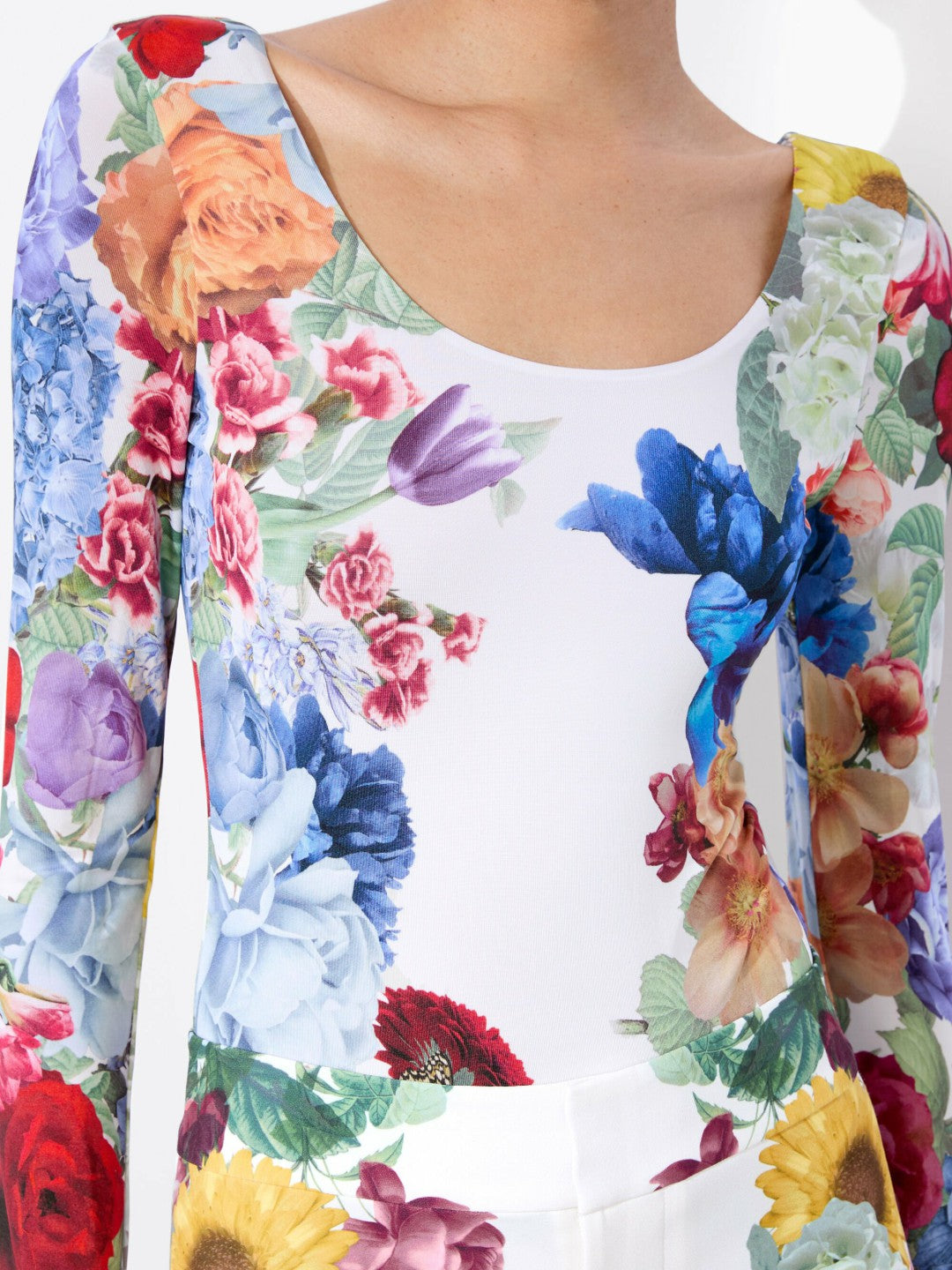Rhys Ballet Bodysuit In Garden Brunch Off White - Alice + Olivia Women