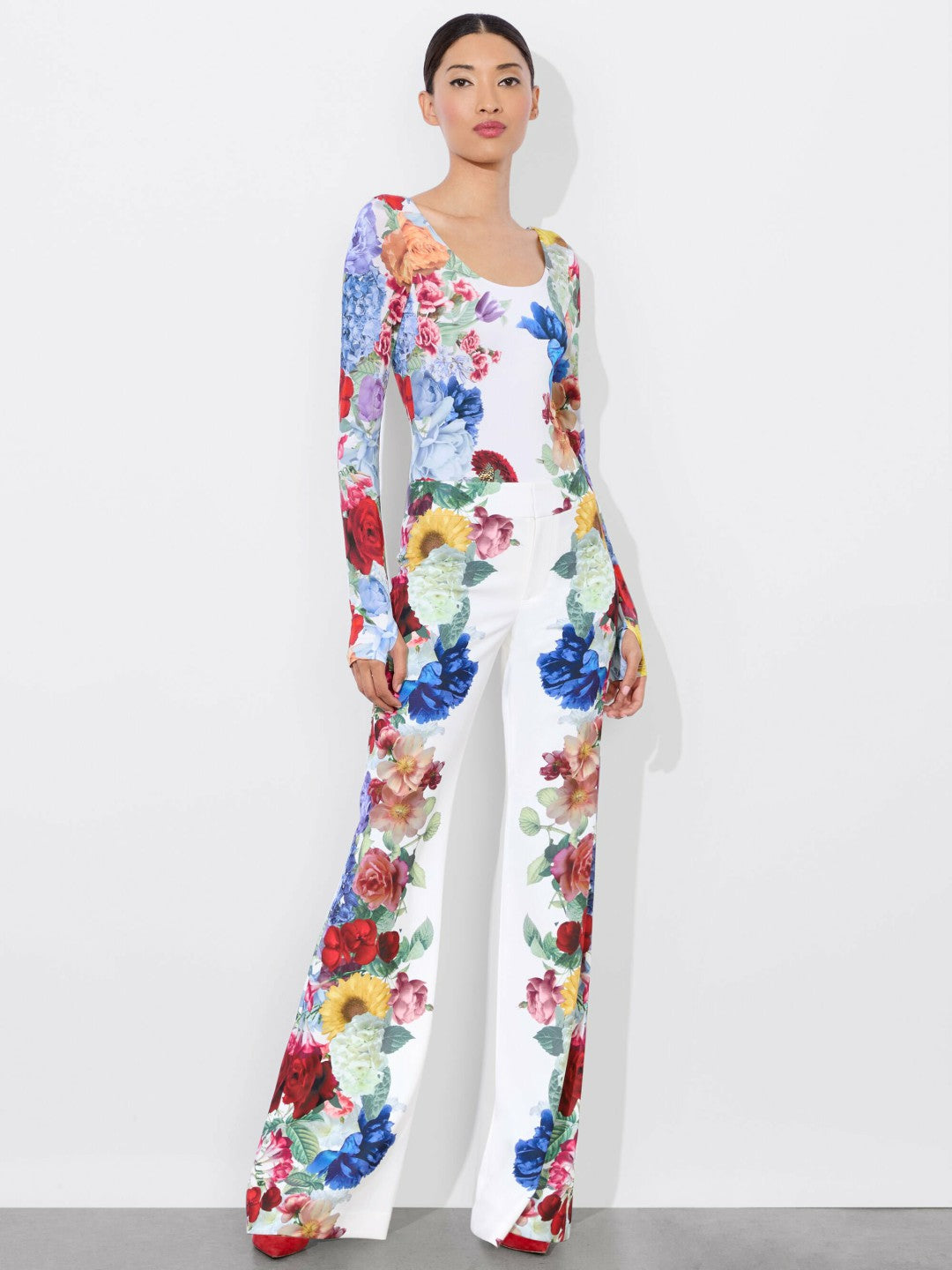 Rhys Ballet Bodysuit In Garden Brunch Off White - Alice + Olivia Women