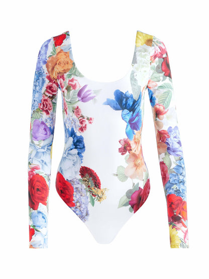 Rhys Ballet Bodysuit In Garden Brunch Off White - Alice + Olivia Women