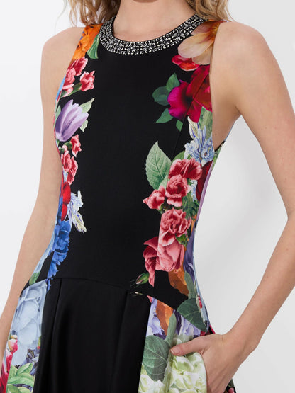 Adley Drop Waist Midi Dress In Garden Brunch Black - Alice + Olivia Women