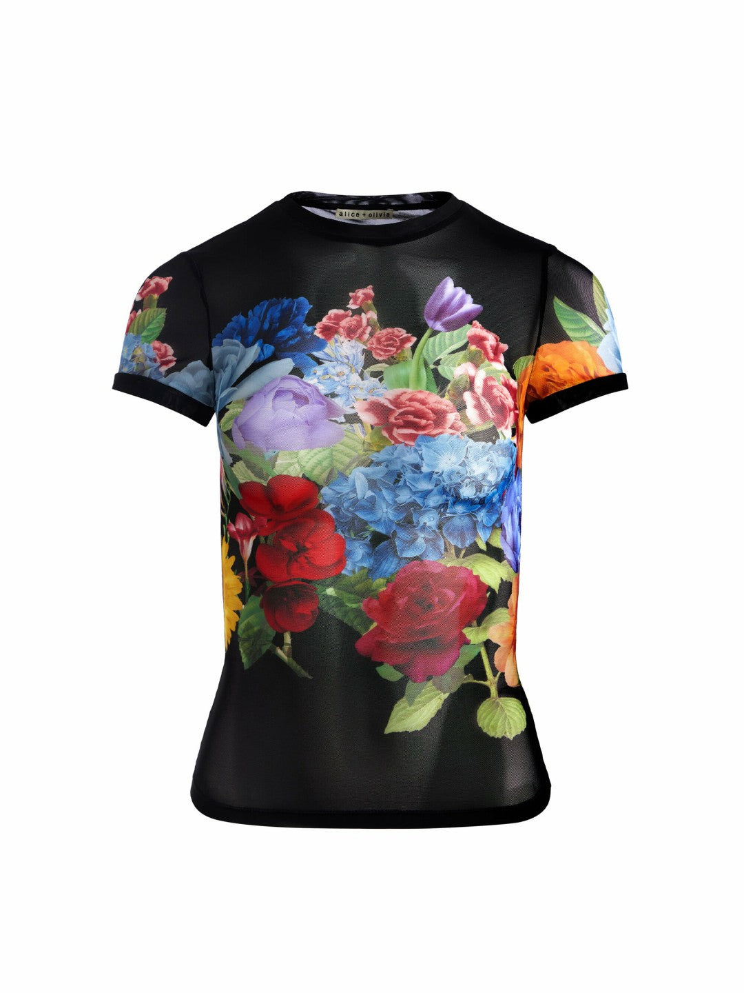 Tess Tee In Garden Brunch Black - Alice + Olivia Women
