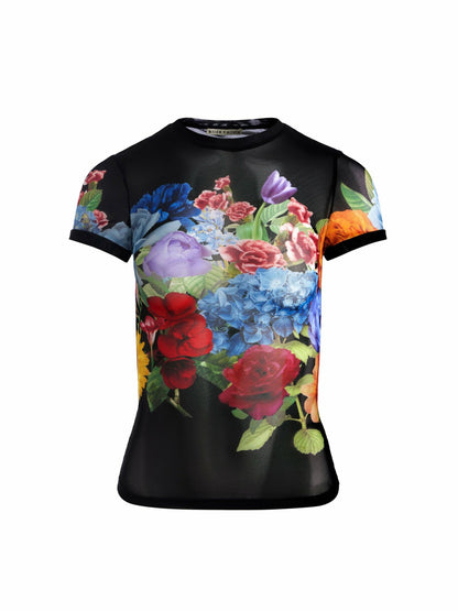Tess Tee In Garden Brunch Black - Alice + Olivia Women