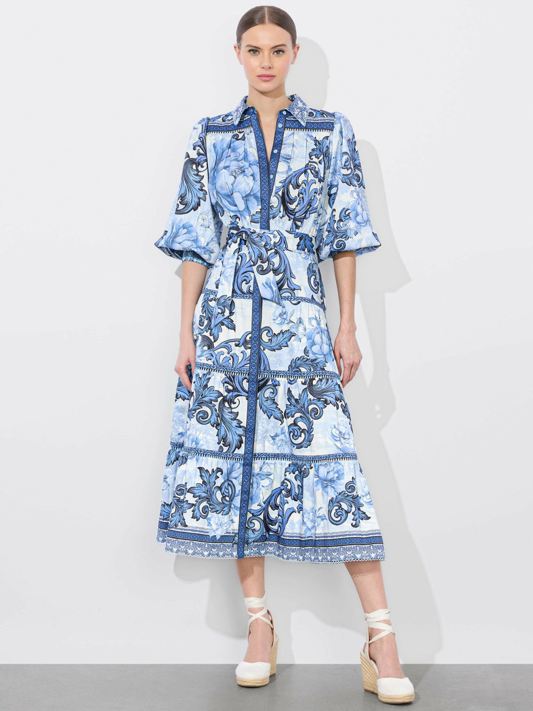 Geneva Midi Dress In Scroll Symphony - Alice + Olivia Women