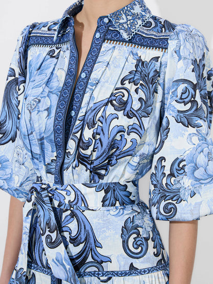 Geneva Midi Dress In Scroll Symphony - Alice + Olivia Women