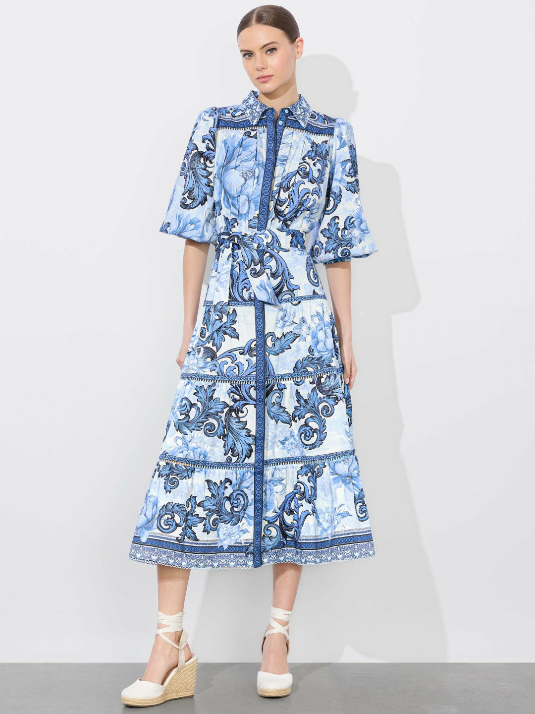 Geneva Midi Dress In Scroll Symphony - Alice + Olivia Women
