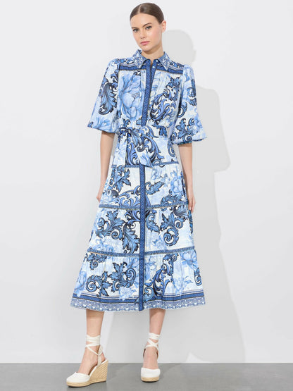 Geneva Midi Dress In Scroll Symphony - Alice + Olivia Women