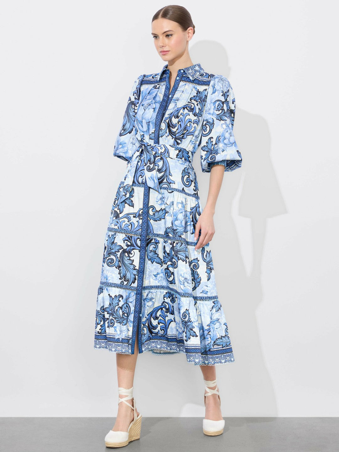 Geneva Midi Dress In Scroll Symphony - Alice + Olivia Women