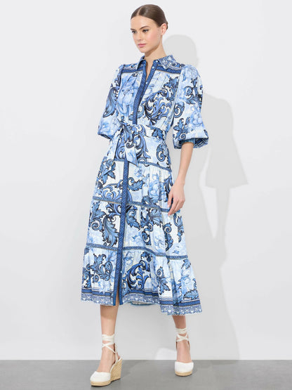 Geneva Midi Dress In Scroll Symphony - Alice + Olivia Women