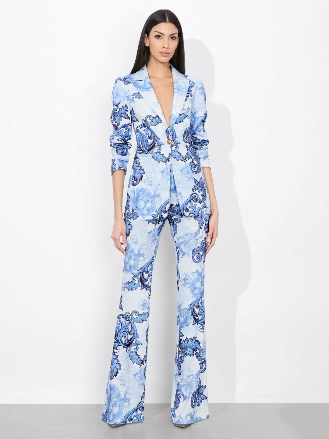 Breann Fitted Blazer In Scroll Symphony - Alice + Olivia Women