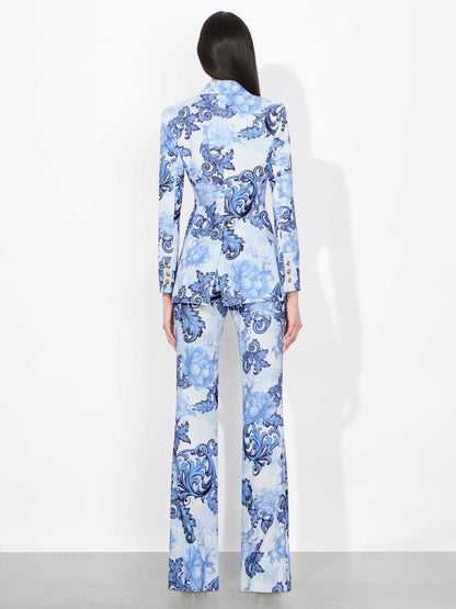 Breann Fitted Blazer In Scroll Symphony - Alice + Olivia Women