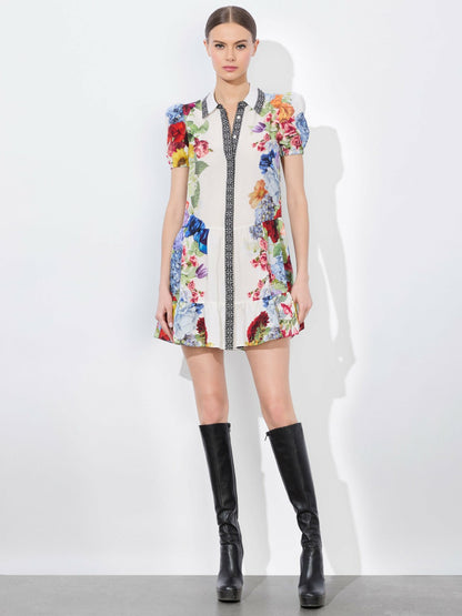 Claire Mini Dress In Garden Brunch Off White - Alice + Olivia Women