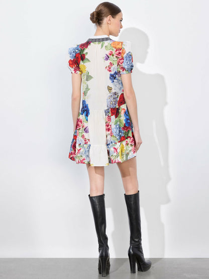 Claire Mini Dress In Garden Brunch Off White - Alice + Olivia Women
