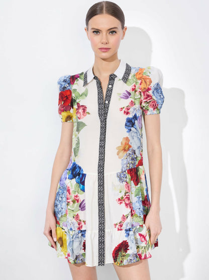 Claire Mini Dress In Garden Brunch Off White - Alice + Olivia Women