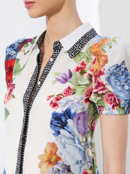 Claire Mini Dress In Garden Brunch Off White - Alice + Olivia Women