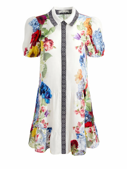 Claire Mini Dress In Garden Brunch Off White - Alice + Olivia Women