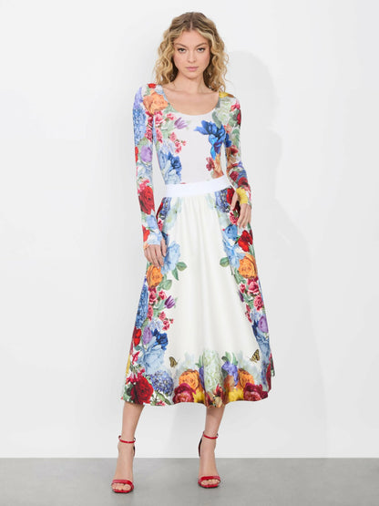Earla Flare Skirt In Garden Brunch Off White - Alice + Olivia Women
