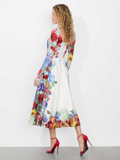 Earla Flare Skirt In Garden Brunch Off White - Alice + Olivia Women