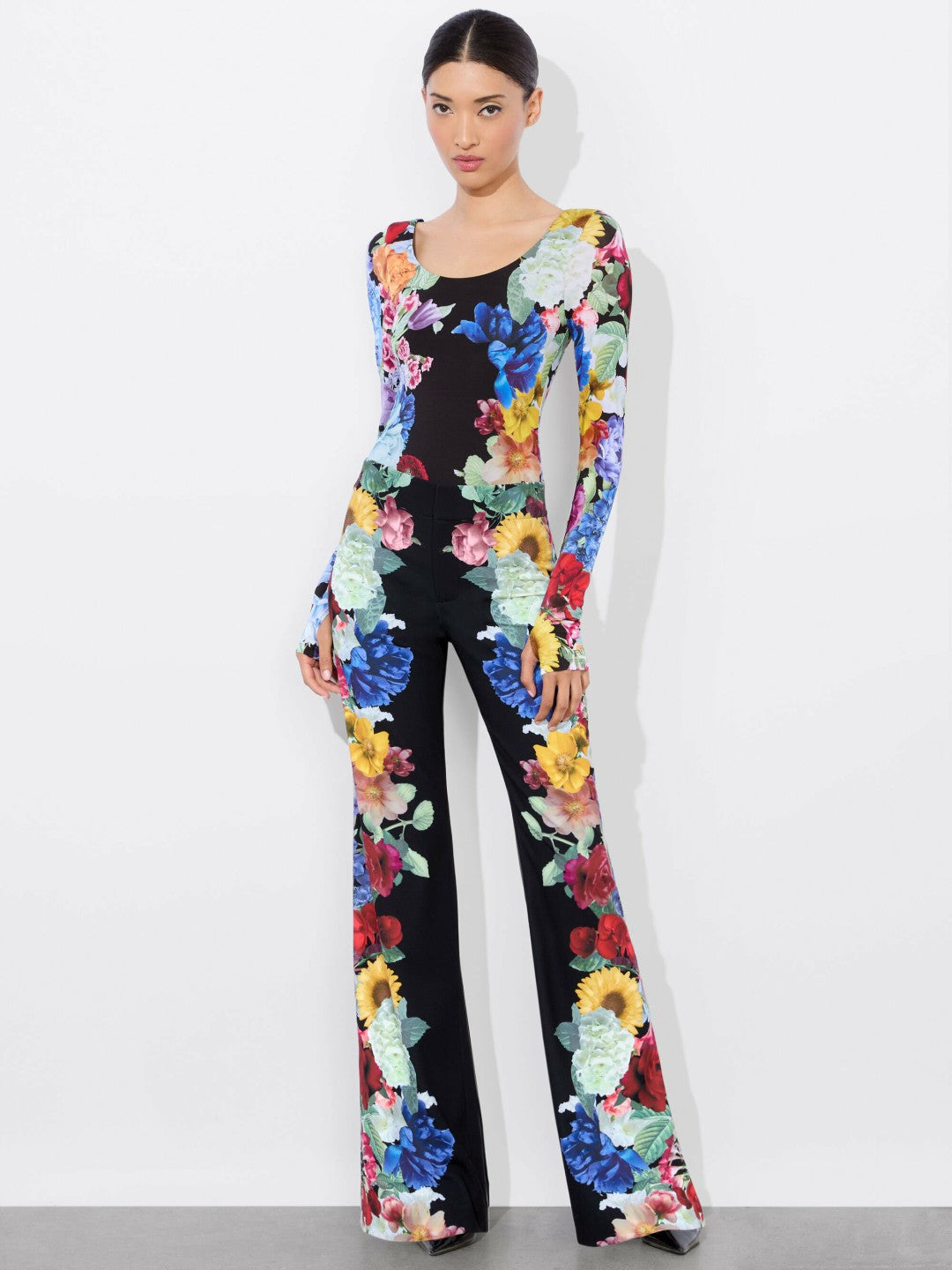 Rhys Ballet Bodysuit In Garden Brunch Black - Alice + Olivia Women