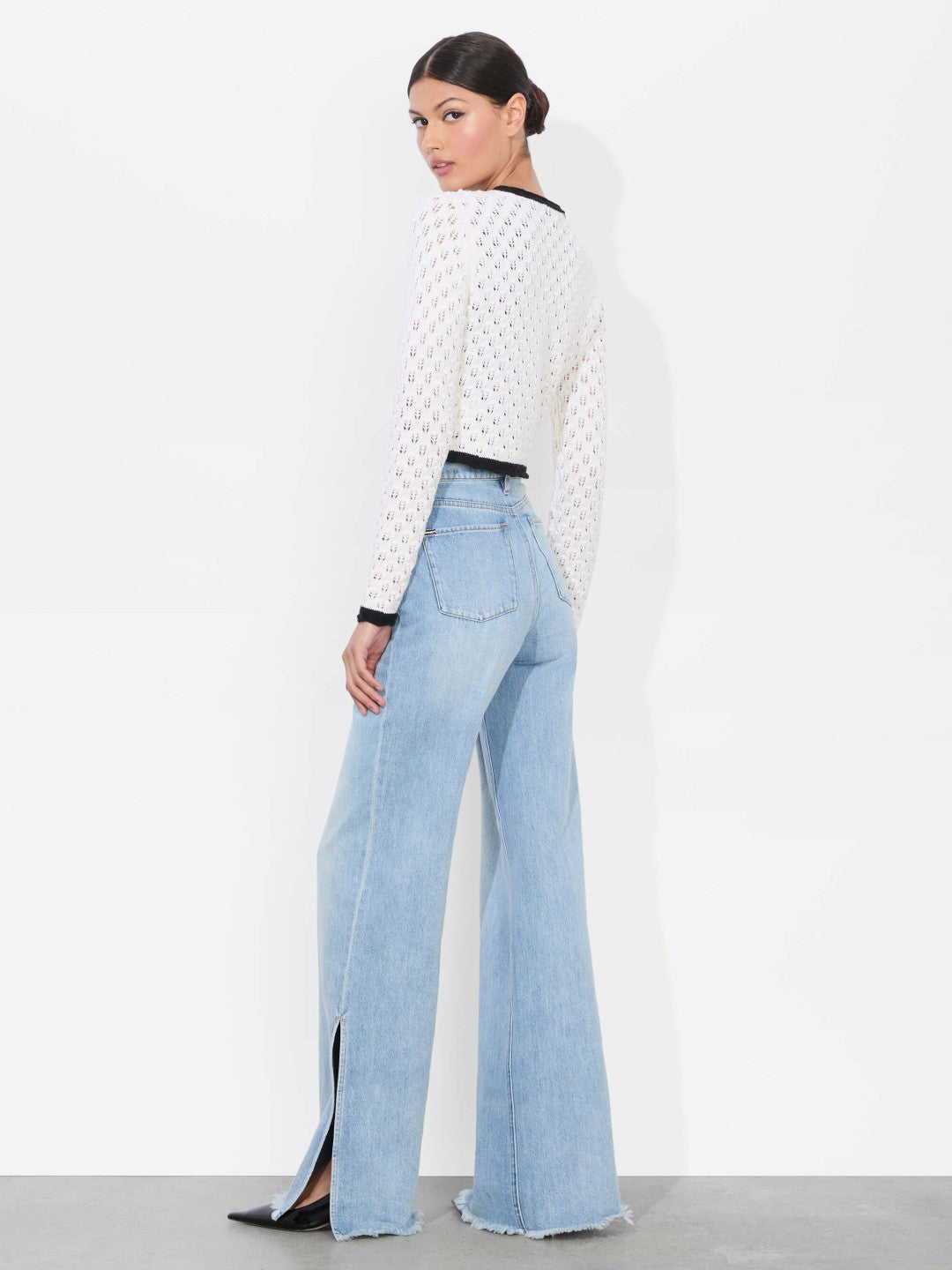Dannie Shrug Bow Cardigan In Soft White/black - Alice + Olivia Women