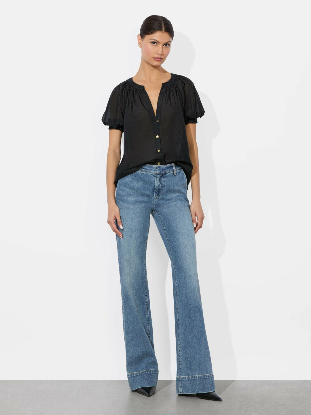 Thalia Button Down Blouse In Black - Alice + Olivia Women