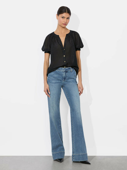Thalia Button Down Blouse In Black - Alice + Olivia Women