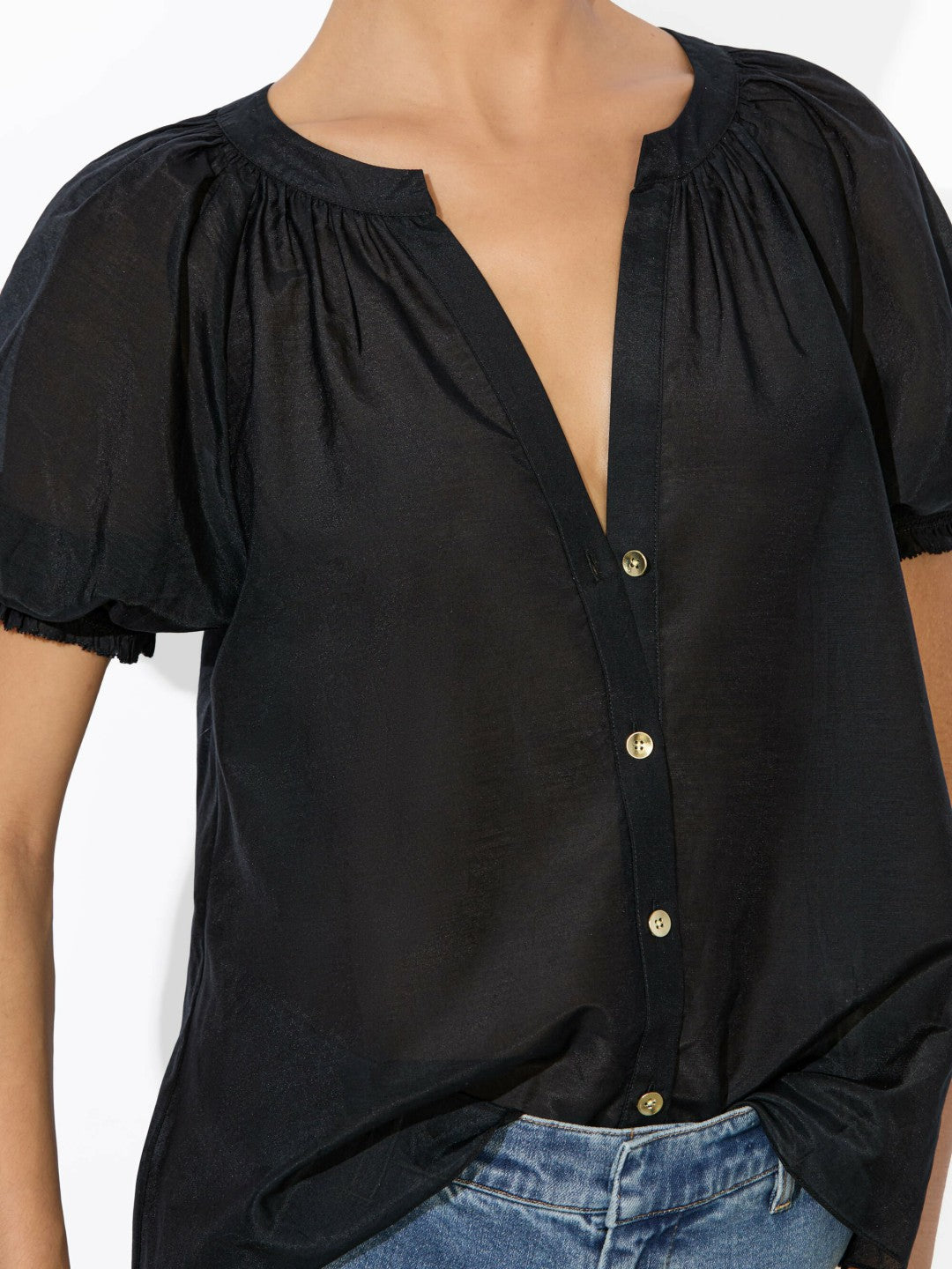 Thalia Button Down Blouse In Black - Alice + Olivia Women