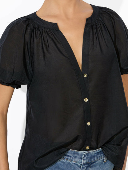 Thalia Button Down Blouse In Black - Alice + Olivia Women