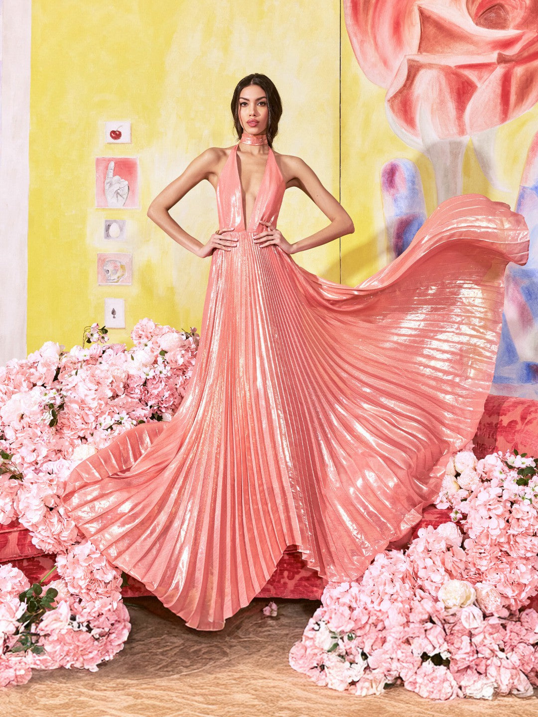 Adalyn Halter Maxi Dress In Dusty Rose - Alice + Olivia Women