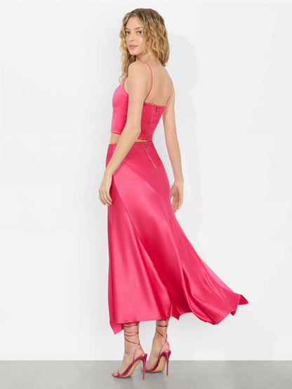 Rosa Midi Slip Skirt In Raspberry - Alice + Olivia Women
